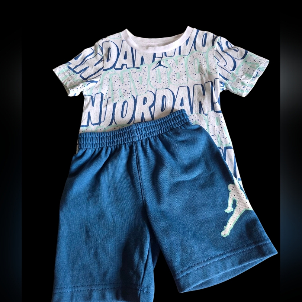 Jordan Graphic Tee and Blue Shorts Set